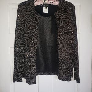 Blazer with matching tank, black with silver and bronze,  medium